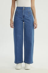 Jeans Calce Recto Mujer Azul