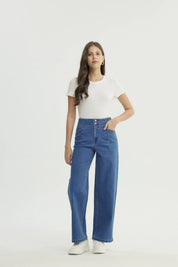 Jeans Mujer Calce Recto Azul