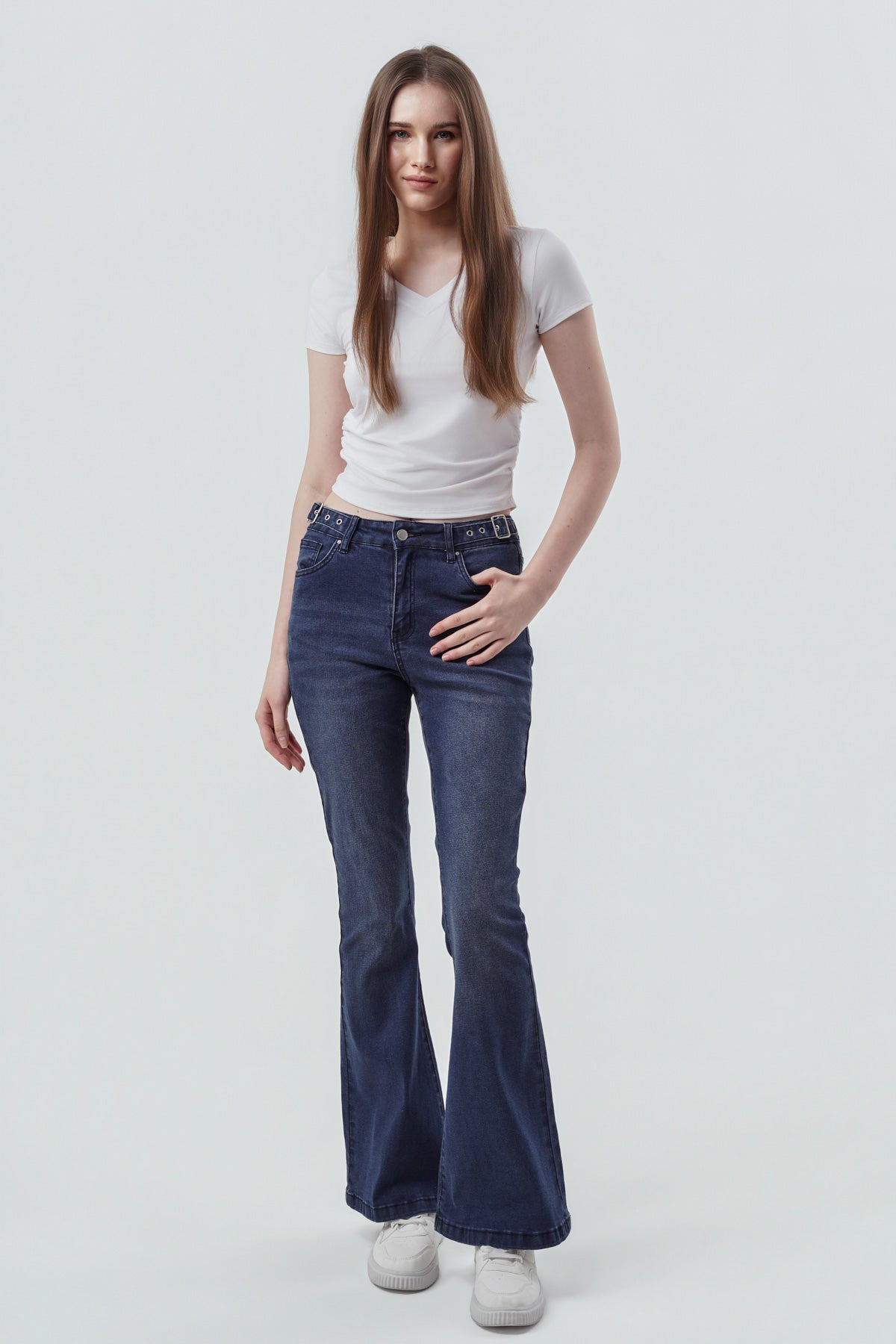 Jeans Flare Mujer Azul Oscuro