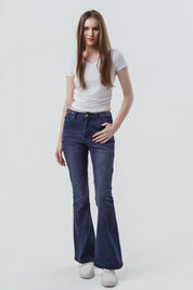 Jeans Flare Mujer Azul Oscuro