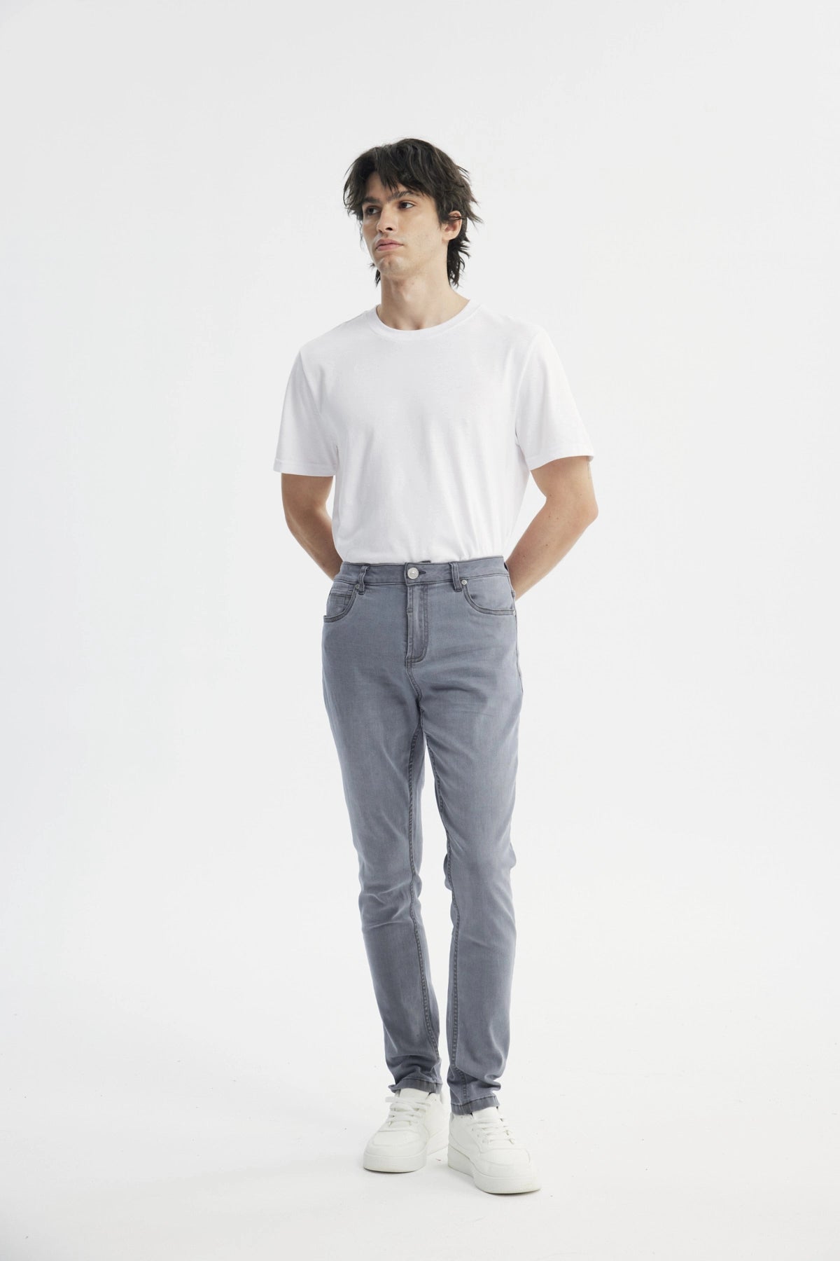 Jeans Skinny Hombre Gris