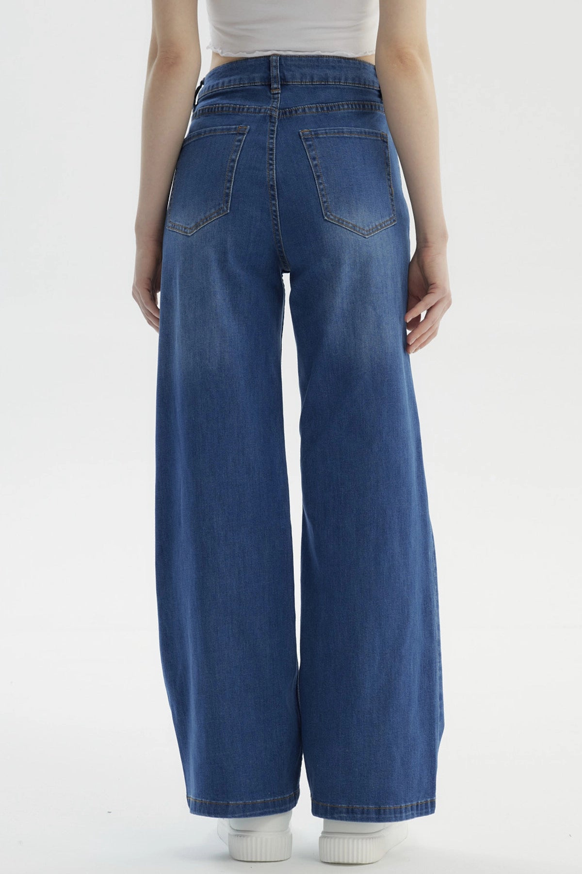 Jeans Mujer Moda Wide Leg Azul