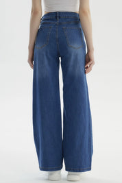 Jeans Mujer Moda Wide Leg Azul