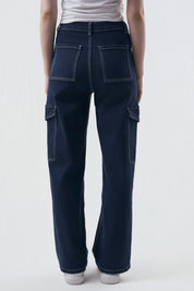 Jeans Calce Recto Mujer Azul Oscuro