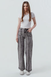 Jeans Baggy Mujer Gris