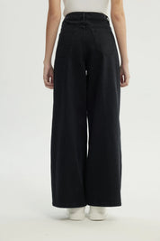 Jeans Mujer Moda Wide Leg Negro