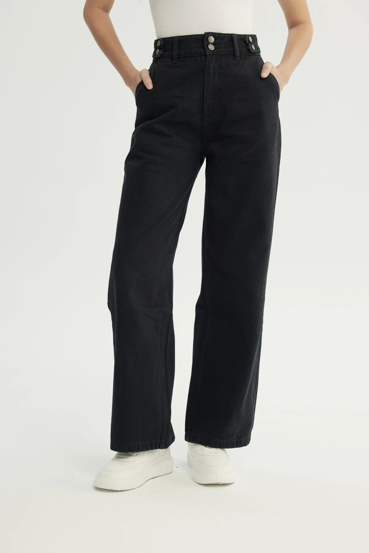 Jeans Mujer Calce Recto Negro