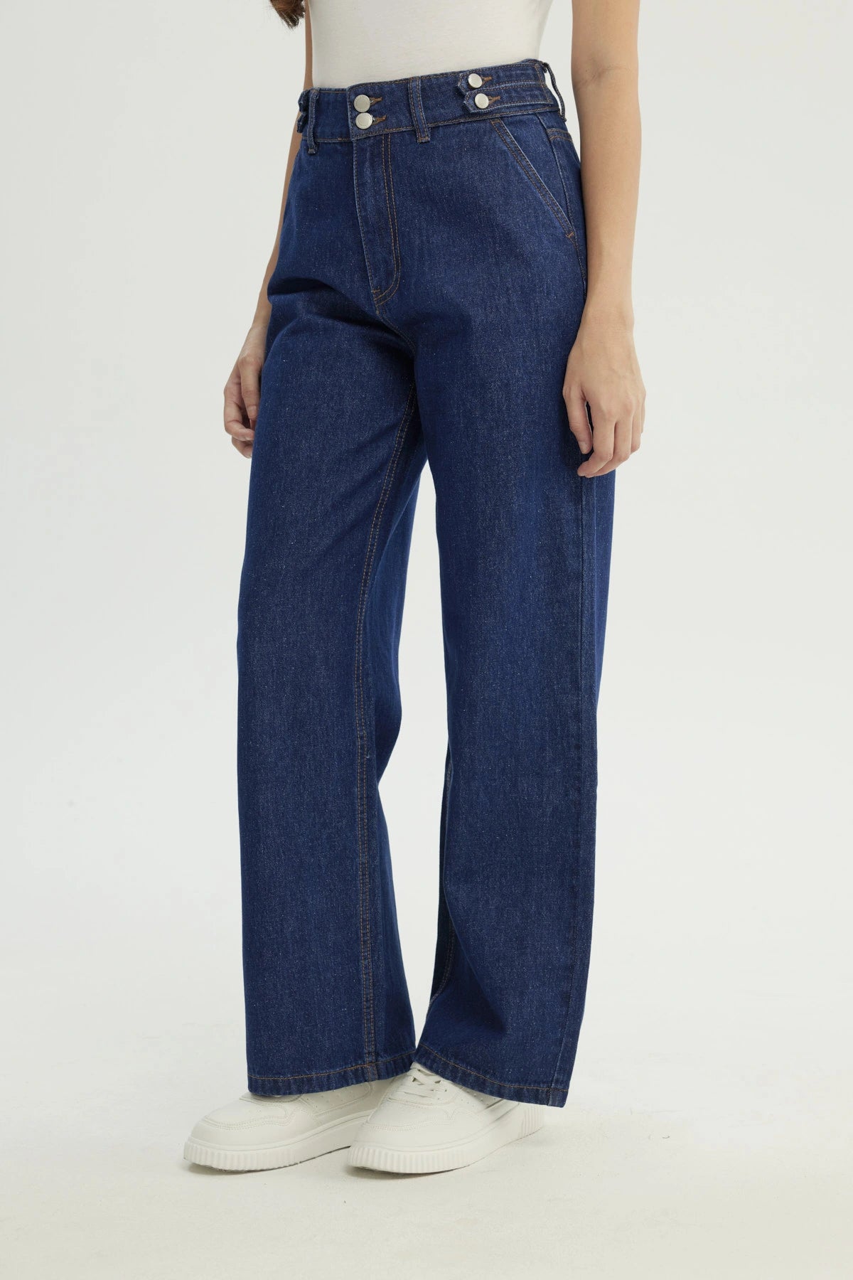Jeans Mujer Calce Recto Azul Oscuro