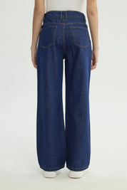 Jeans Mujer Calce Recto Azul Oscuro
