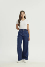 Jeans Mujer Calce Recto Azul Oscuro
