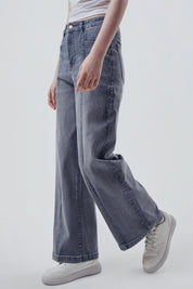 Jeans Moda Wide Leg Mujer Azul Claro