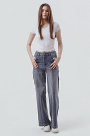 Jeans Moda Wide Leg Mujer Azul Claro