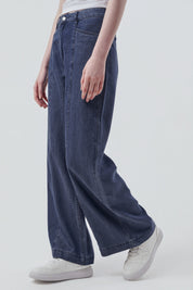 Jeans Moda Wide Leg Mujer Azul