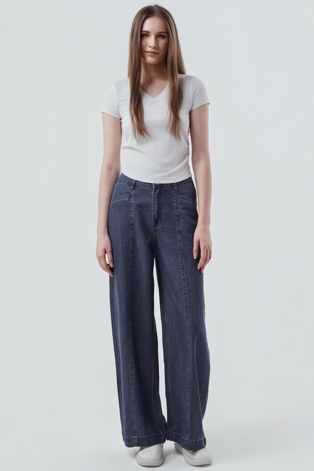 Jeans Moda Wide Leg Mujer Azul