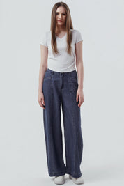 Jeans Moda Wide Leg Mujer Azul