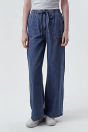Jeans Moda Wide Leg Mujer Azul