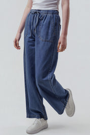 Jeans Moda Wide Leg Mujer Azul
