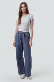 Jeans Moda Wide Leg Mujer Azul