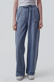 Jeans Moda Wide Leg Mujer Azul Claro