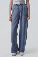 Jeans Moda Wide Leg Mujer Azul Claro