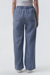 Jeans Moda Wide Leg Mujer Azul Claro