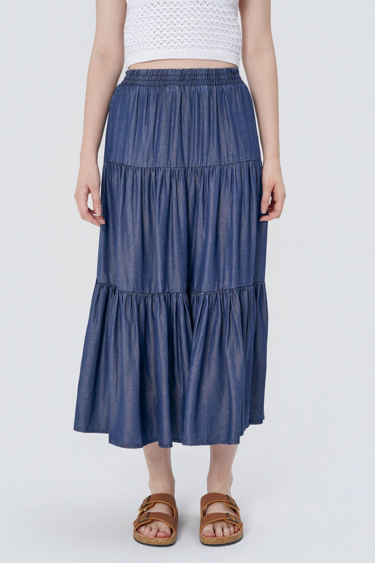 Falda Midi Mujer Azul Oscuro