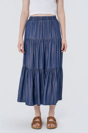 Falda Midi Mujer Azul Oscuro