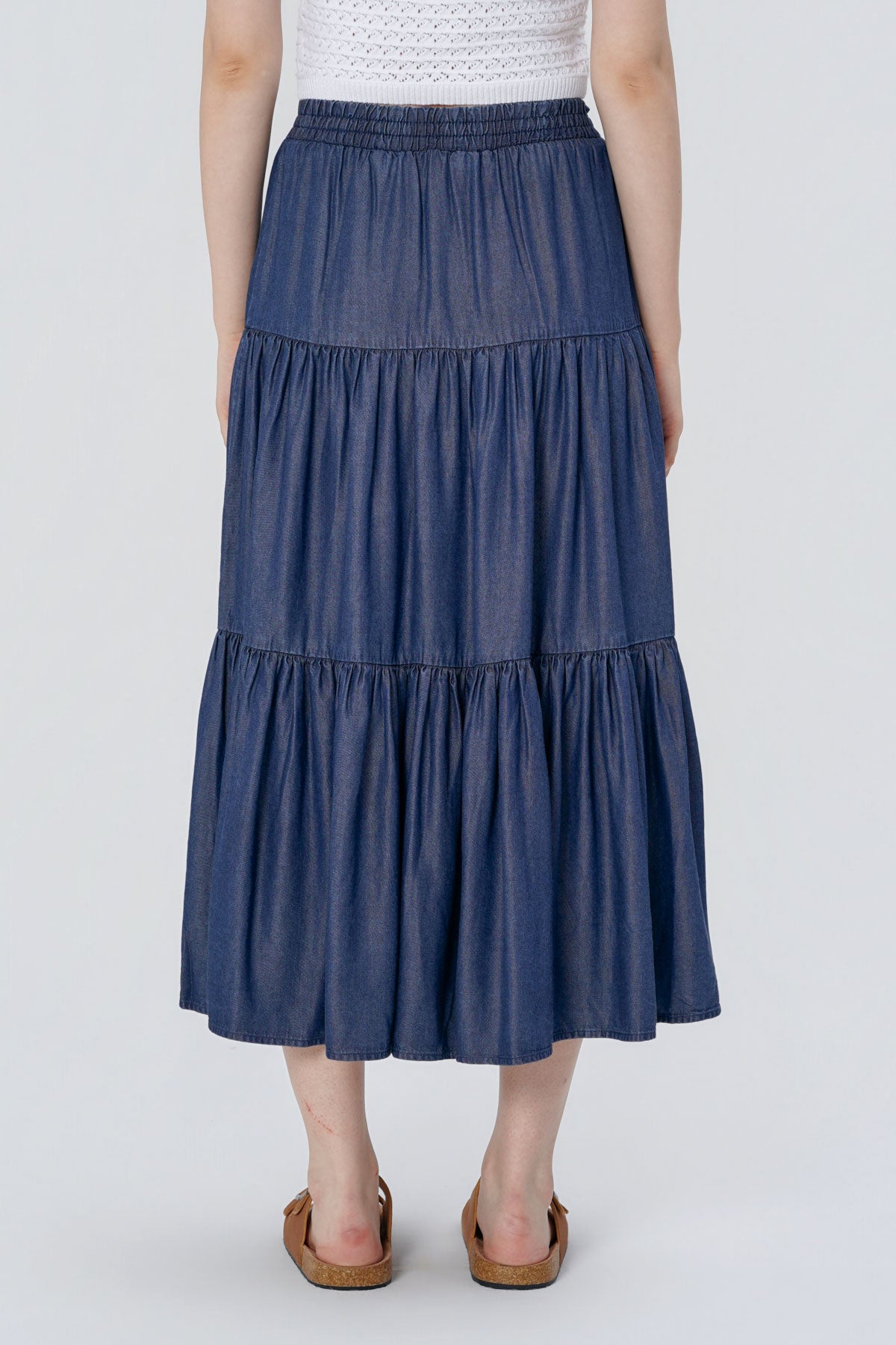 Falda Midi Mujer Azul Oscuro