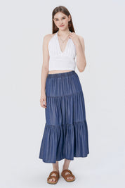 Falda Midi Mujer Azul Oscuro