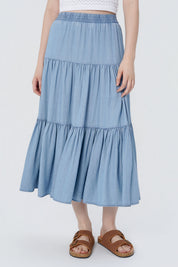 Falda Midi Mujer Azul Claro