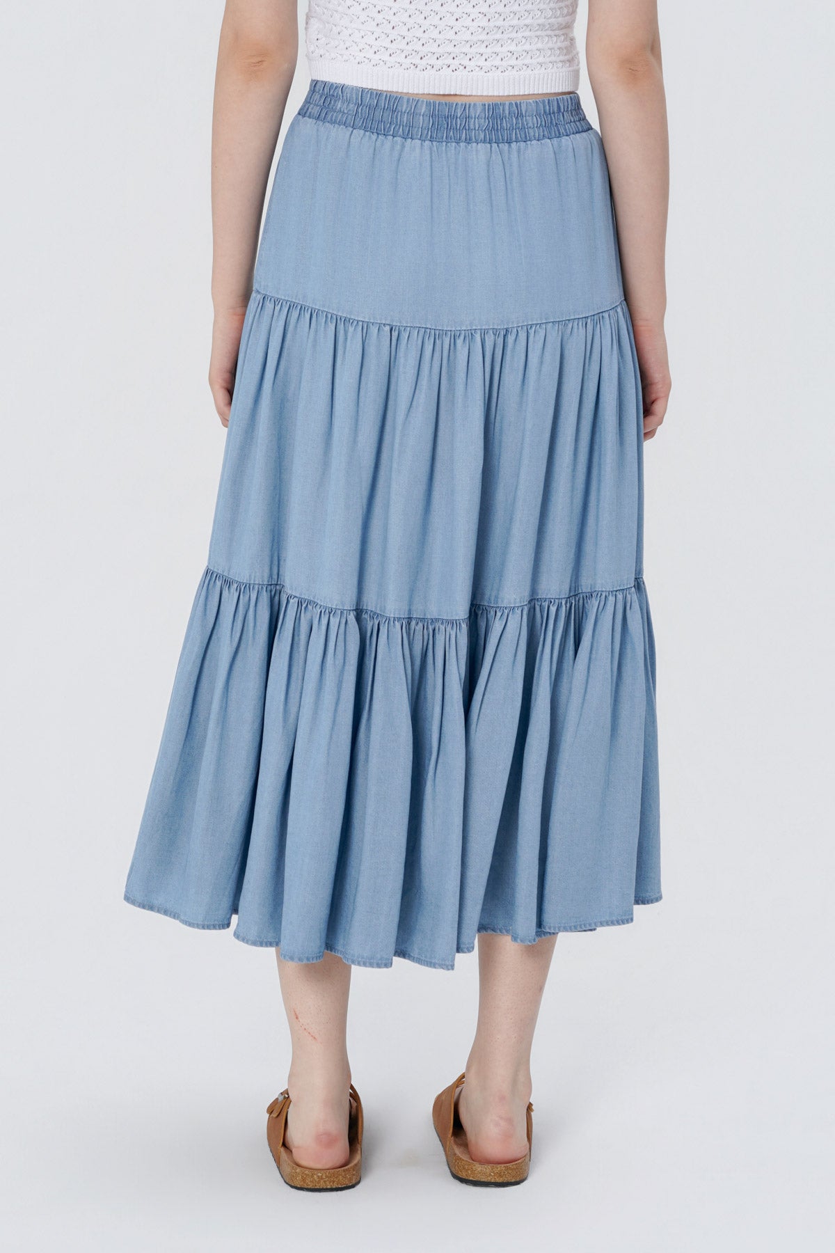 Falda Midi Mujer Azul Claro