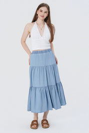 Falda Midi Mujer Azul Claro
