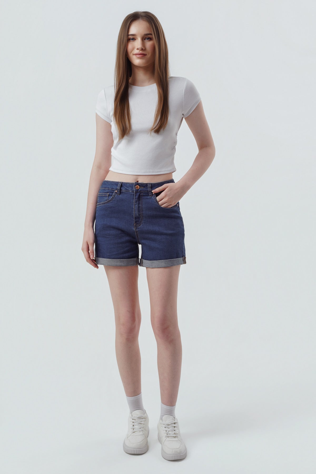 Short Mom Mujer Azul Oscuro