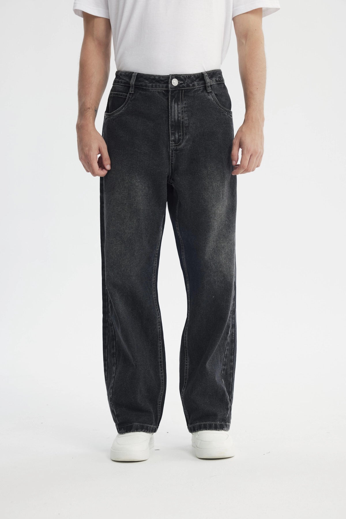 Jeans Straight Hombre Gris