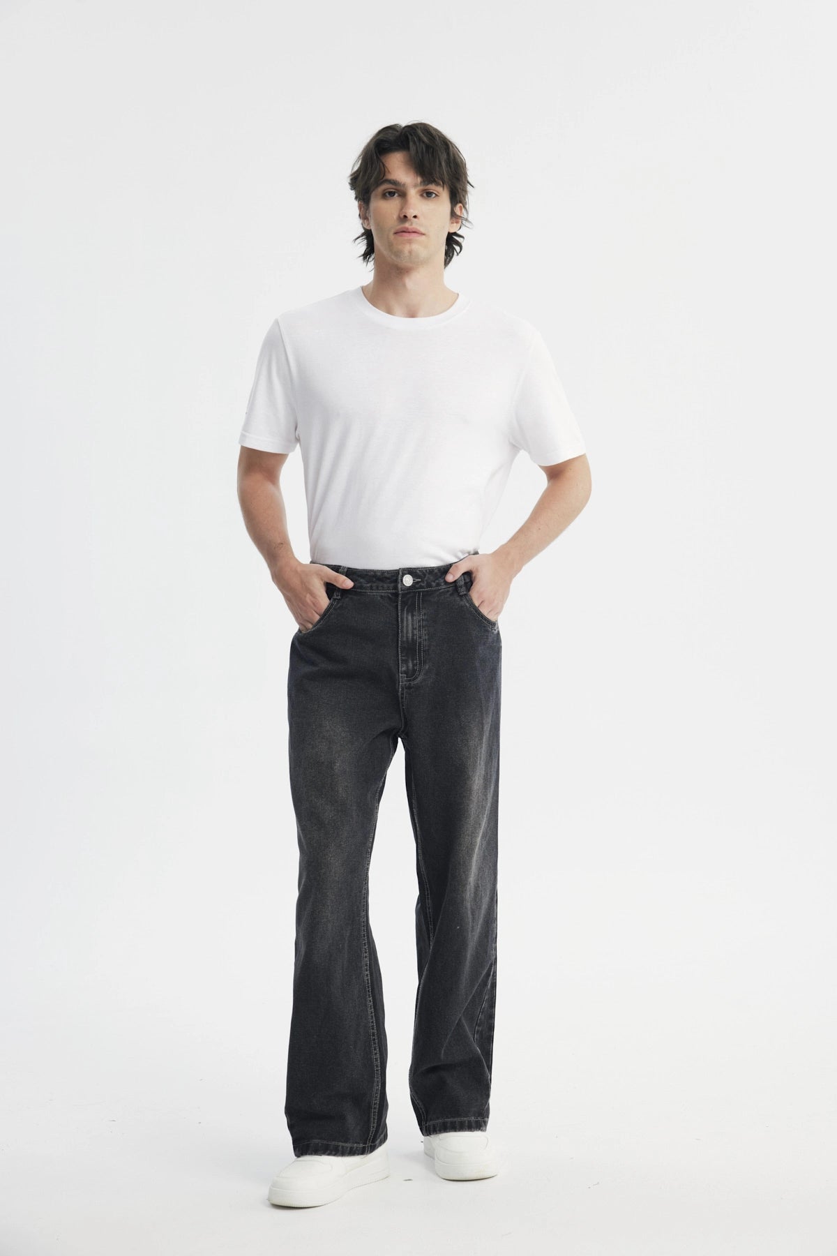 Jeans Straight Hombre Gris