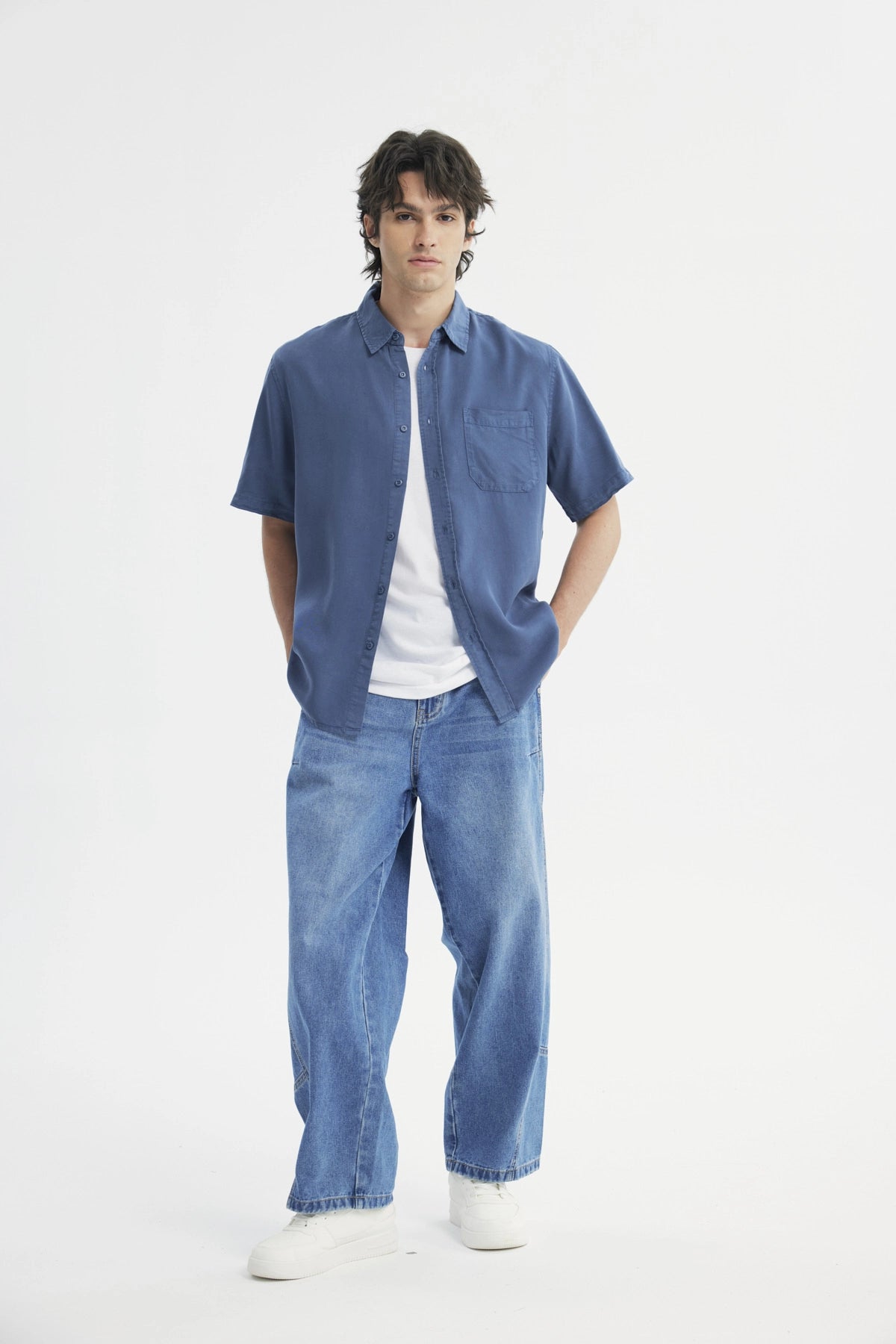 Camisa Regular Hombre Azul