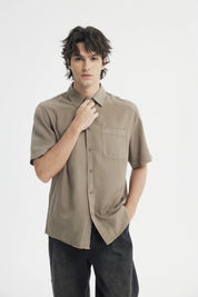 Camisa Regular Hombre Café