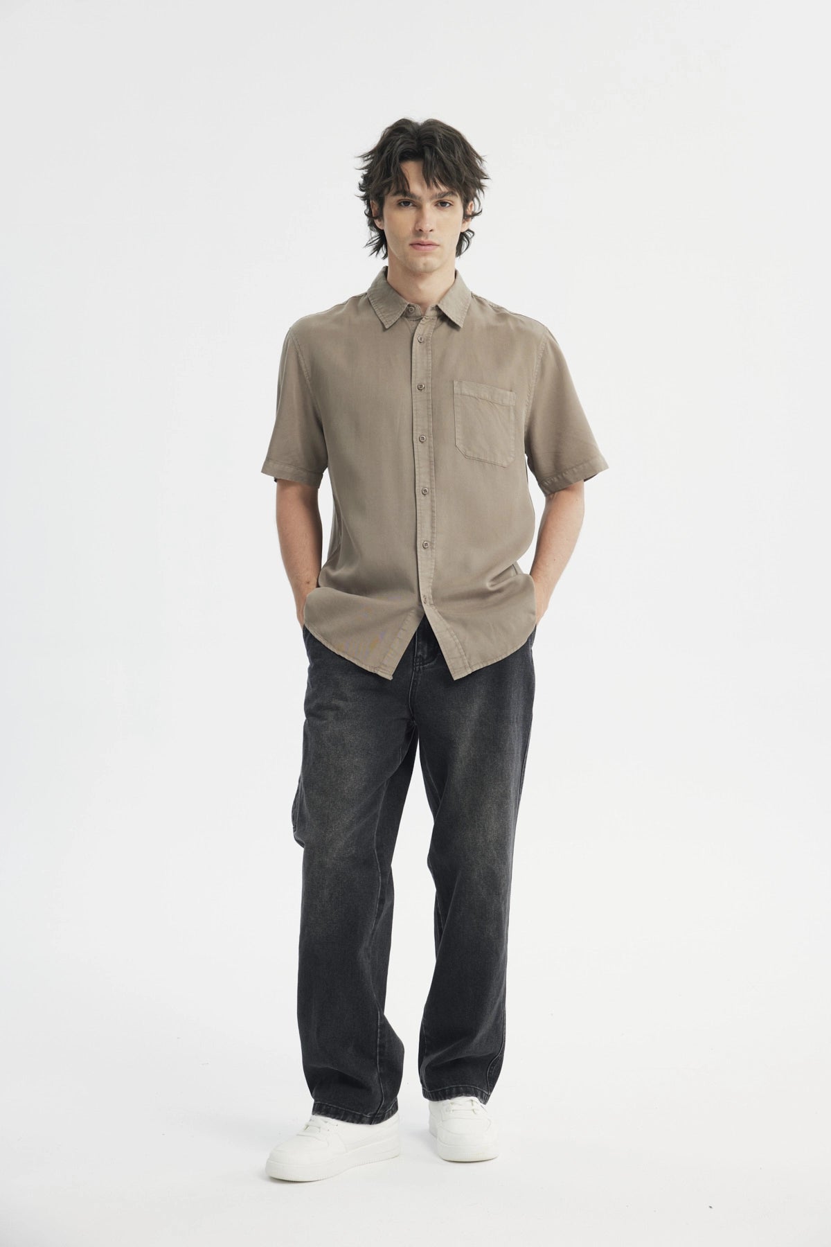 Camisa Regular Hombre Café
