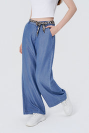 Jeans Moda Wide Leg Mujer Azul