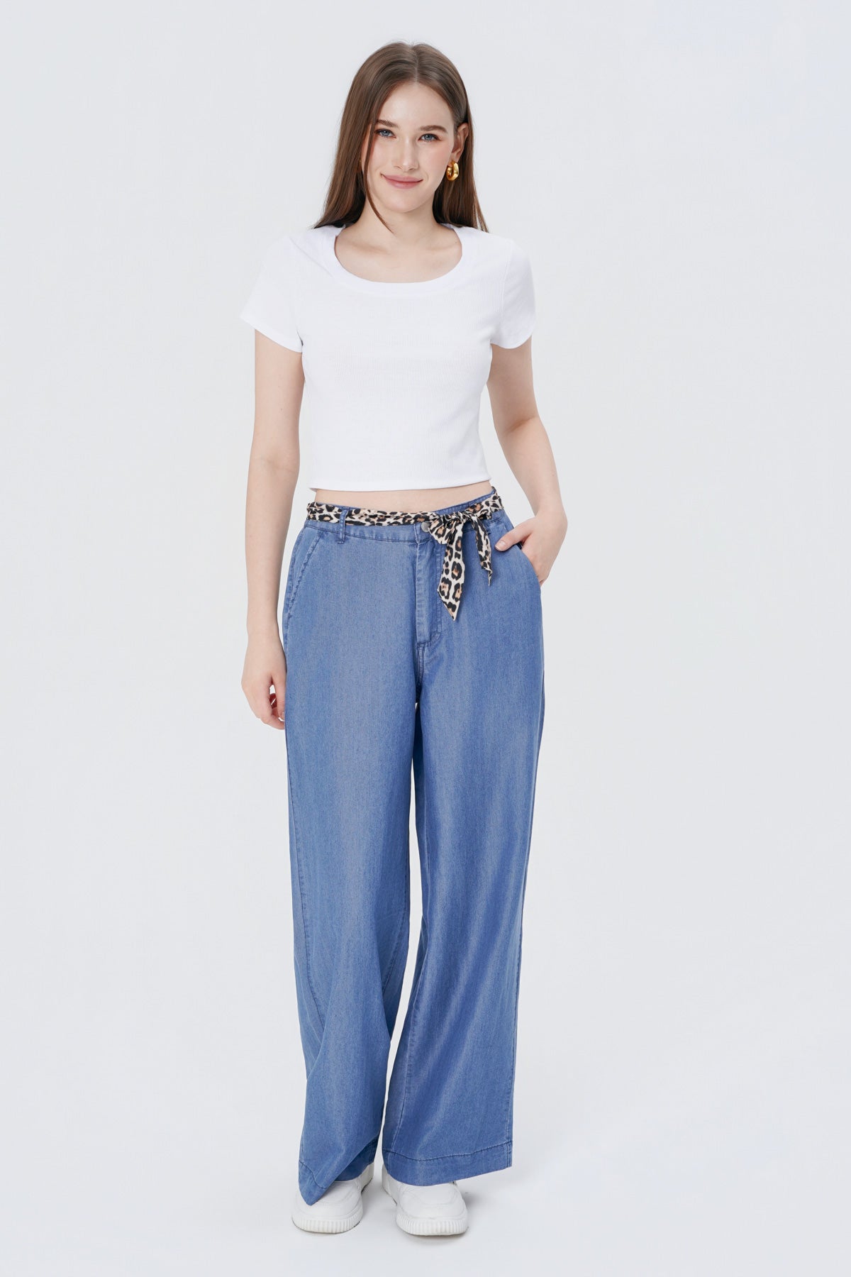 Jeans Moda Wide Leg Mujer Azul