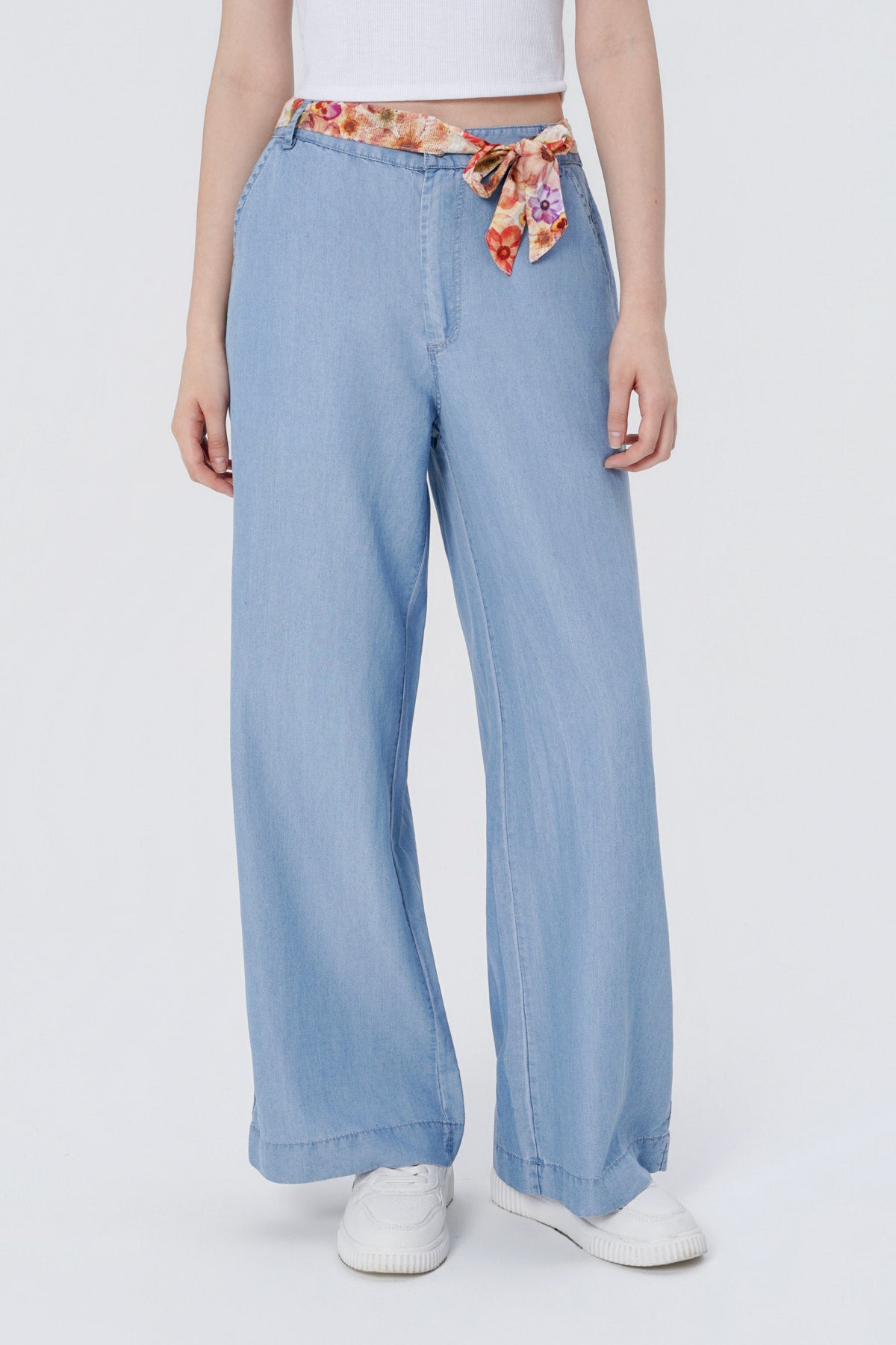 Jeans Moda Wide Leg Mujer Azul Claro