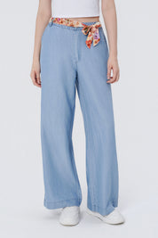 Jeans Moda Wide Leg Mujer Azul Claro