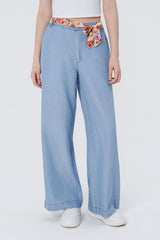 Jeans Moda Wide Leg Mujer Azul Claro