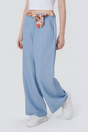 Jeans Moda Wide Leg Mujer Azul Claro