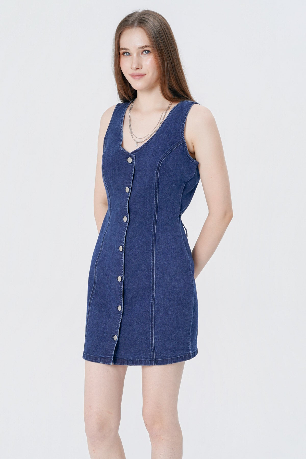 Vestido Falda Midi Mujer Azul Oscuro