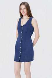 Vestido Falda Midi Mujer Azul Oscuro
