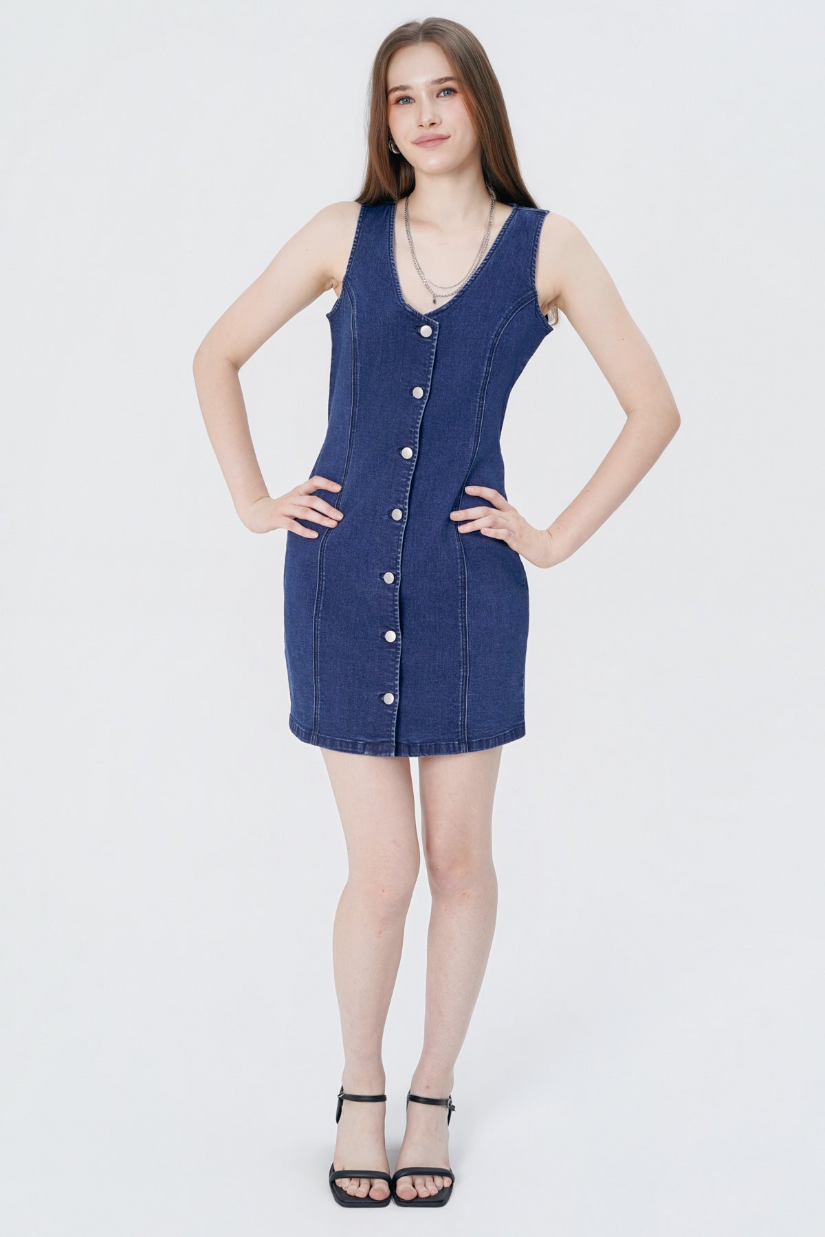 Vestido Falda Midi Mujer Azul Oscuro