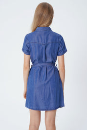 Vestido Falda Midi Niña Azul Oscuro