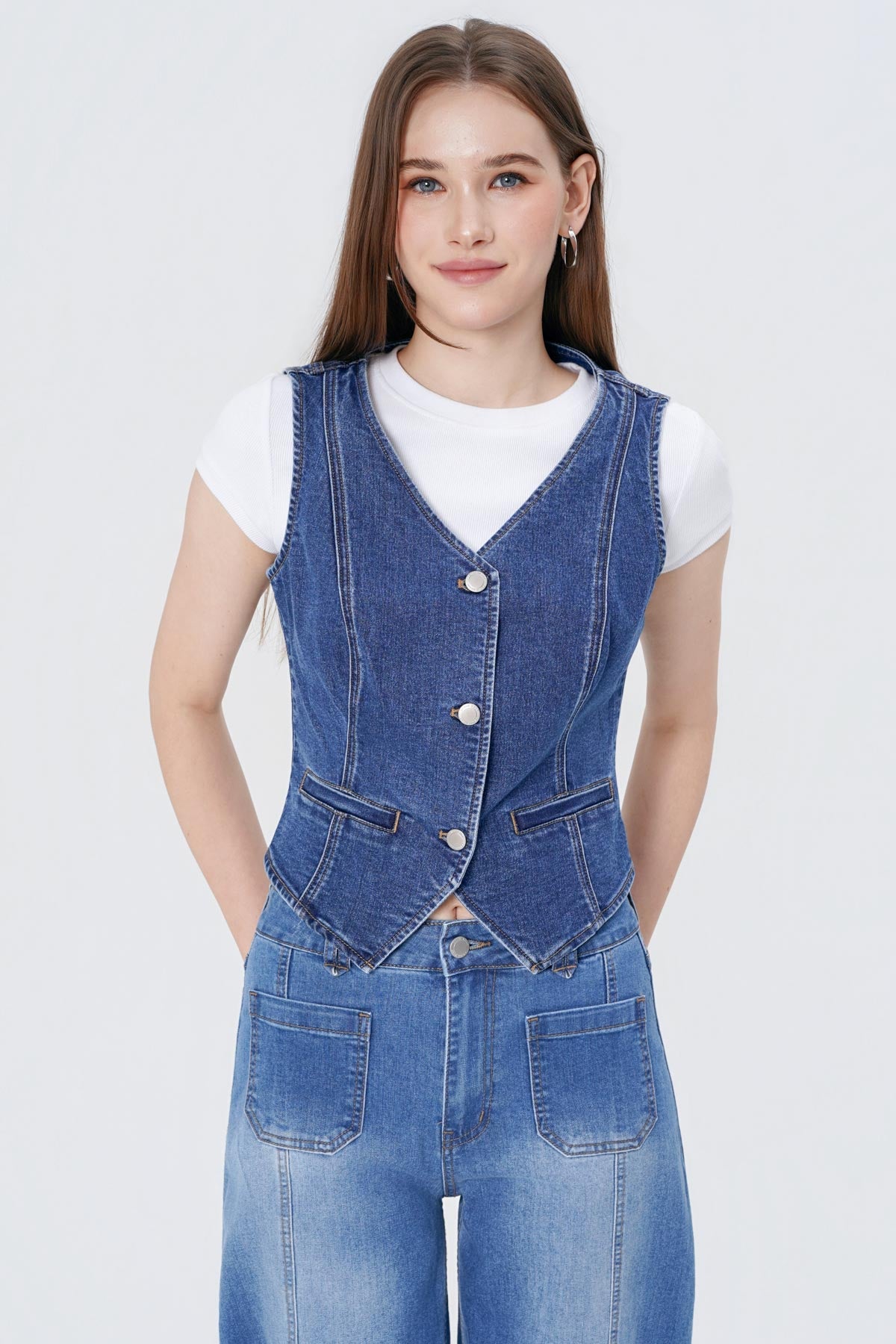 Peto Cuello V Mujer Azul