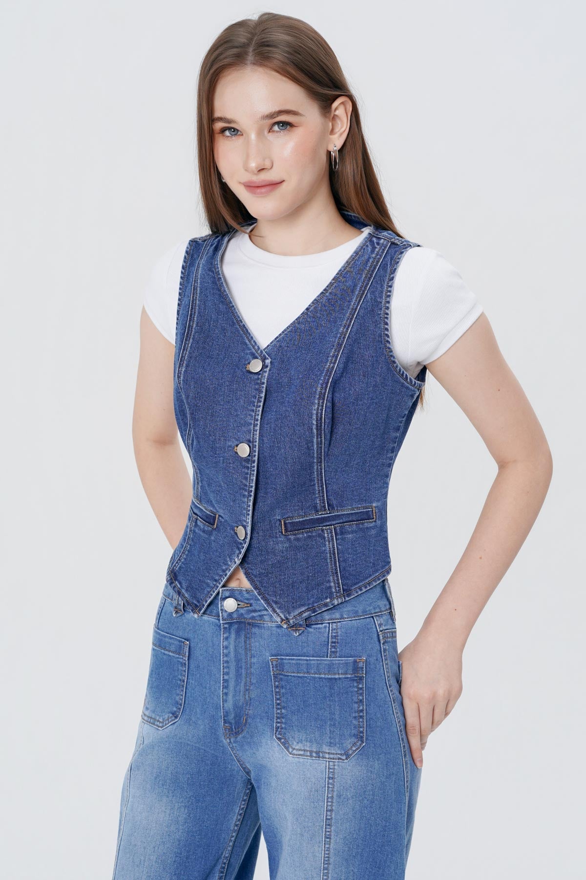 Peto Cuello V Mujer Azul